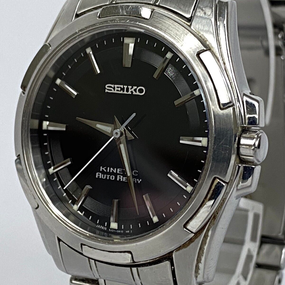 SEIKO KINETIC AUTO RELAY 5J21-0A10 Quartz Black Dial Mens