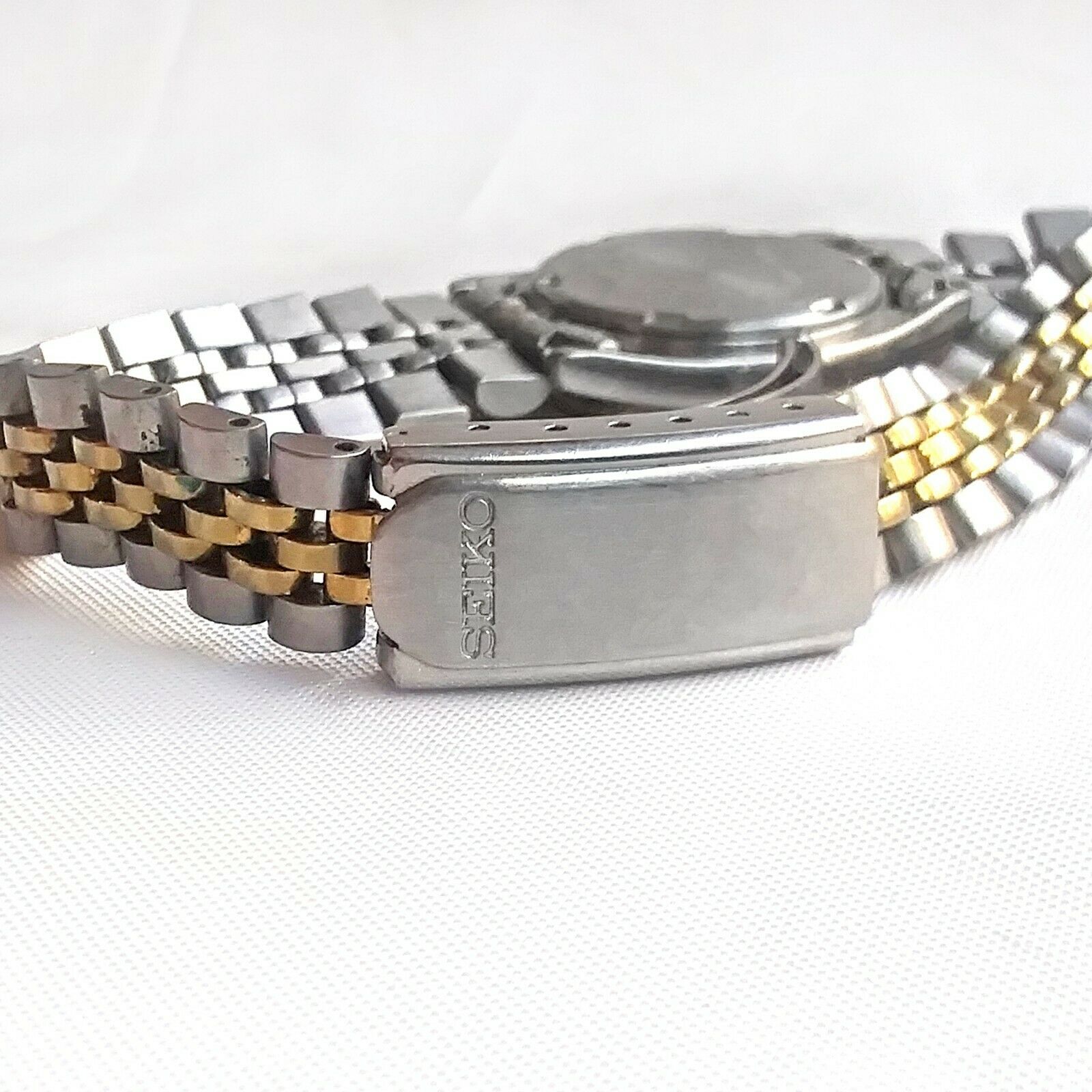VTG SEIKO 7N83-0041 Women\'s Two-Tone Watch Fluted Bezel Jubilee Bracelet As Is Ladies Seiko  main image 4