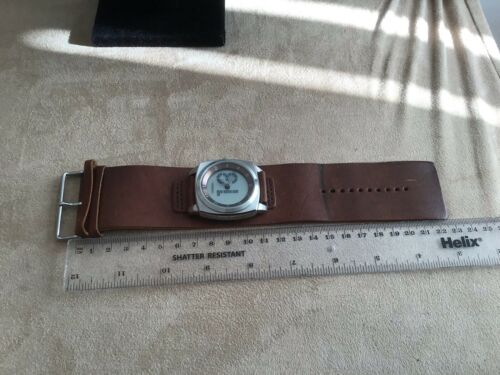 Fossil Big Tic BG1013 Bronze Scrolling Seconds Wide Leather Cuff  