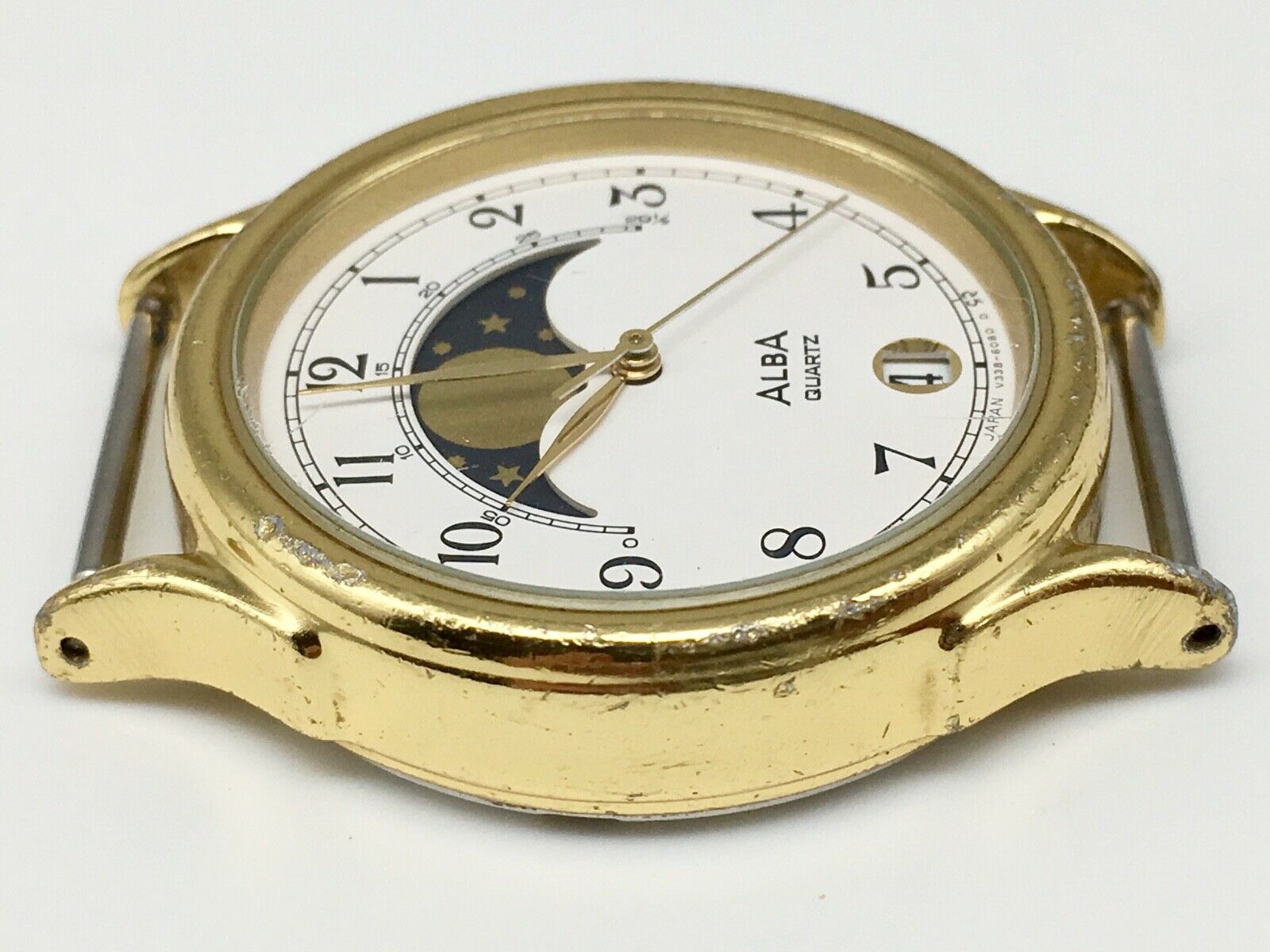 Vintage SEIKO ALBA moon phase V338 6020 Quartz Watch