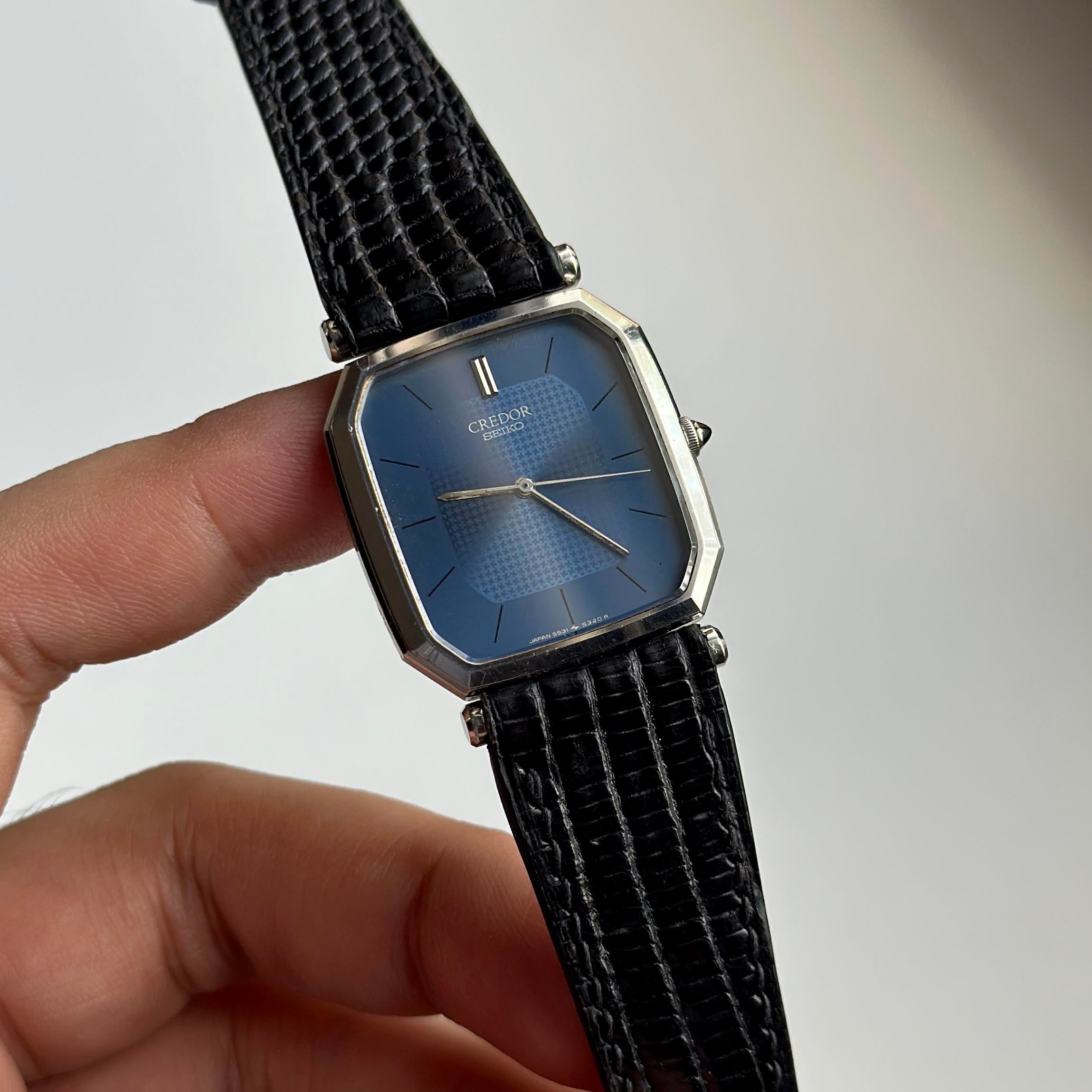 希少 SEIKO CREDOR 5931-5290 ブルー文字盤 セイコー 84562337-0bb8-4b87-bfff-
