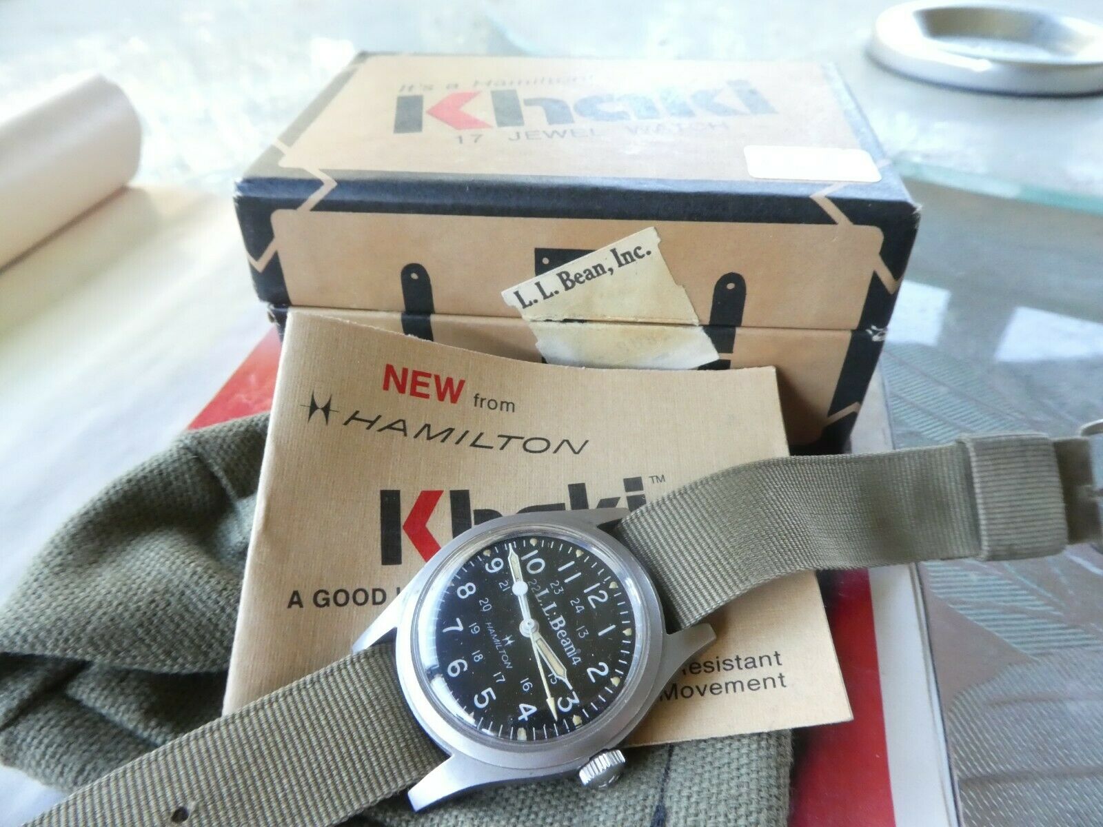 HAMILTON LL BEAN KHAKI Mens WATCH 17J VTG Military HACK