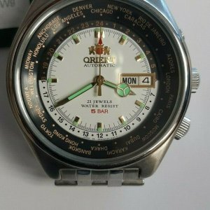 ORIENT オリエント ワールドタイム 自動巻 21石　469EE6-71 ORIENT Automatic World Time 21 Jewels 469EE6-71 5 BAR - New