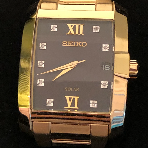 Seiko V157 0cc0 Mens Solar Watch Diamonds Runs Gold Bracelet Japan Watchcharts Marketplace 1248