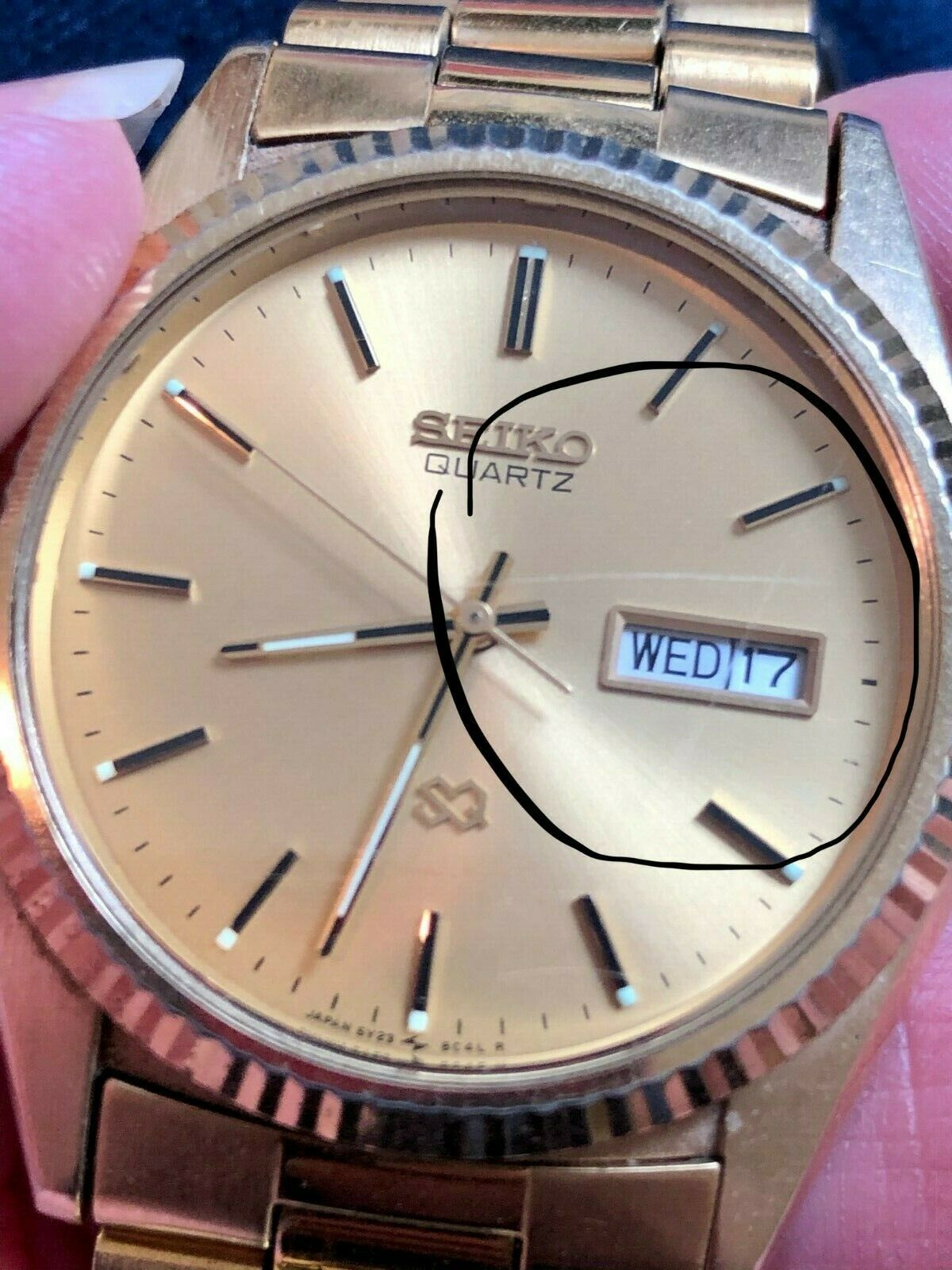 Vintage Seiko 5Y23-8A69 Men's Date Dress Gold Tone Quartz