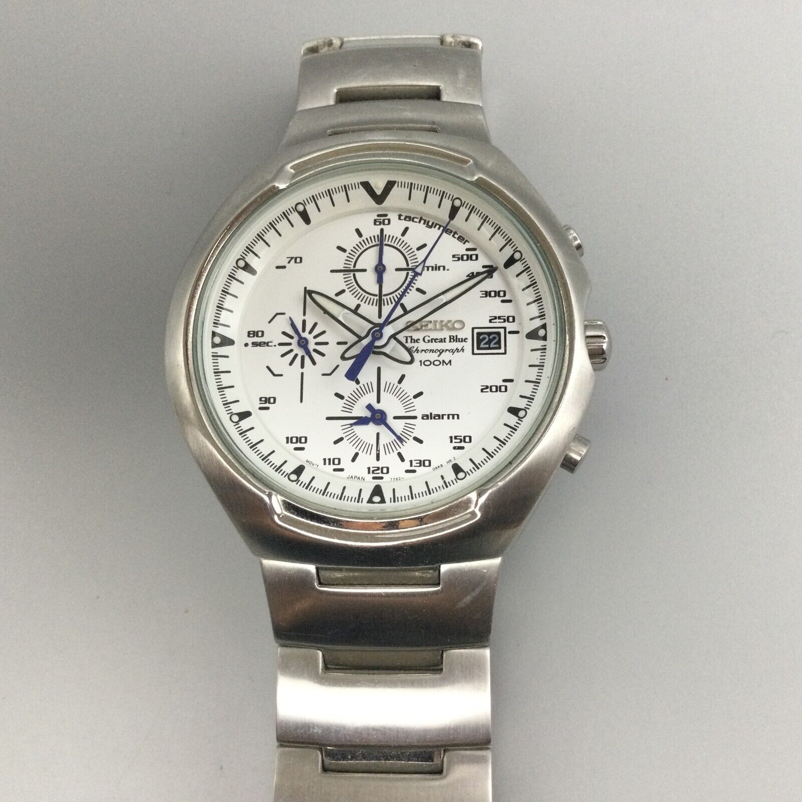 Seiko Chronograph Watch Men The Great Blue 7T62-0AF0 Broken Seiko Chronograph Watch Men The Great Blue 7T62-0AF0 Broken