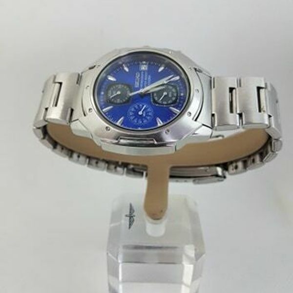SEIKO V657-9060 クロノグラフ ブルー 青文字盤 セイコー Vintage Seiko V657-9060 Chronographe 100m Date Rare Blue Dial