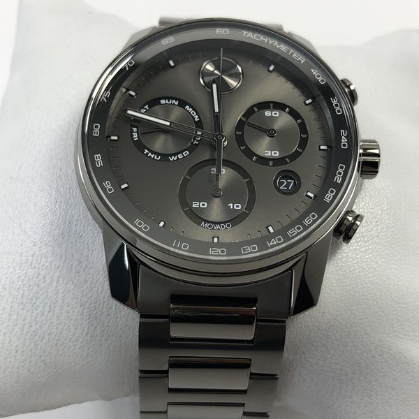 Movado Bold Verso Chronograph Quartz Gunmetal Stainless Steel Mens ...