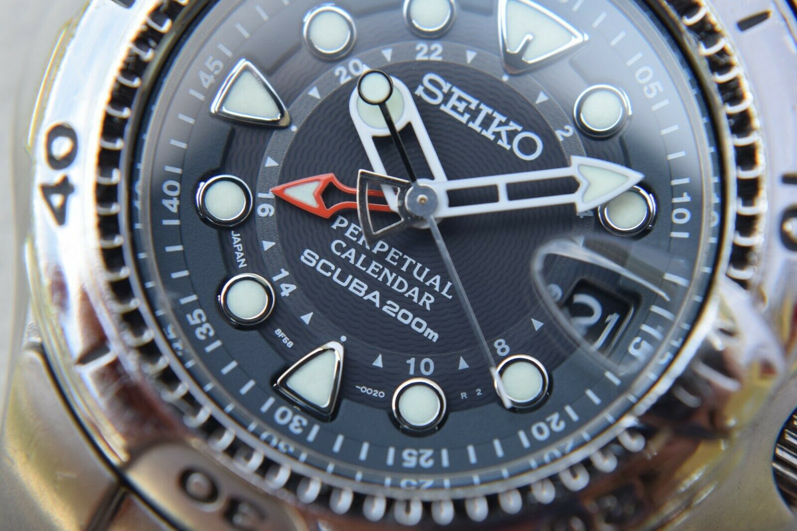 Serviced Seiko Pipin 8F58-0020 Titanium HAQ Perpetual GMT Dive 