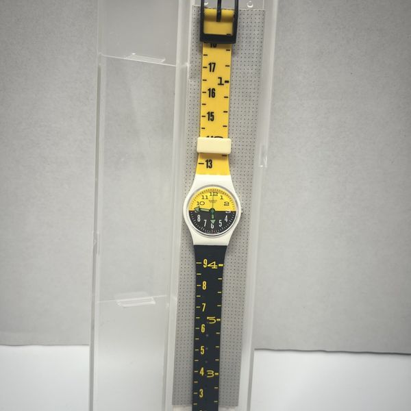 Swiss Made Quartz Wristwatch with Rare Swatch Design Ruler pattern ...