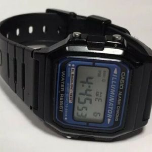 Men Casio Watch 1572 F105 Digital Black Band Blue Face Silver Acc Alarm Chrono Watchcharts