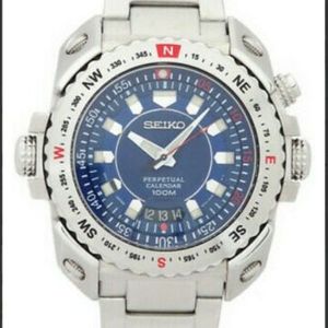 Seiko 6A32-00E0 Perpetual Calendar Quartz Authentic Mens