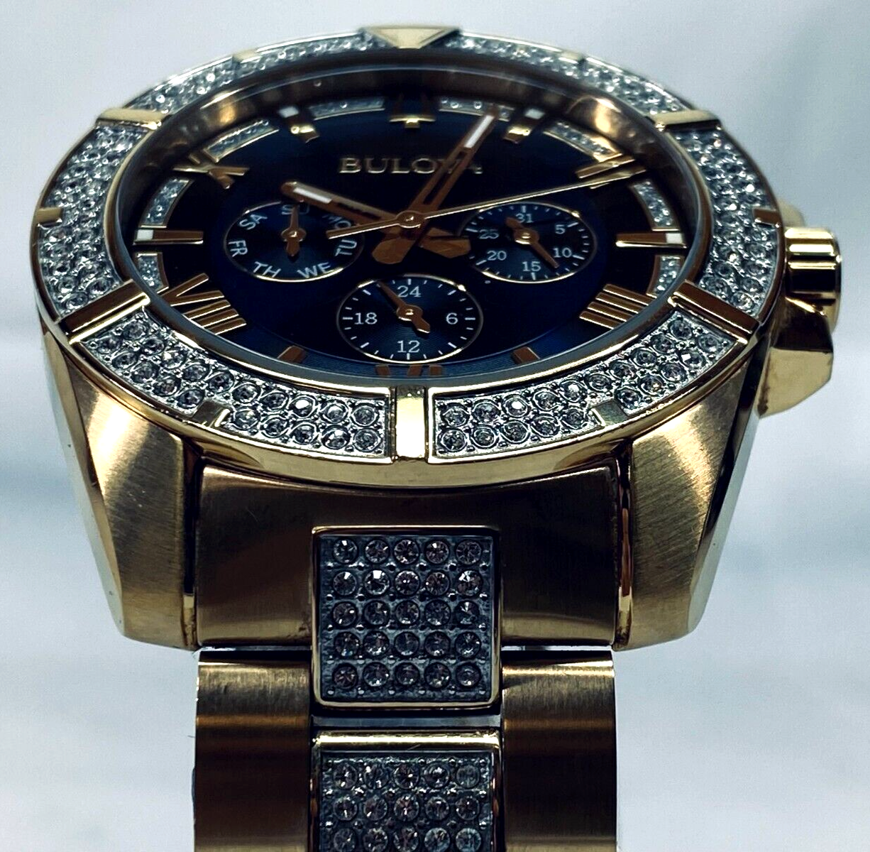 Bulova watch blue face swarvosky crystals Bulova watch Swarovski | Mercari main image 3