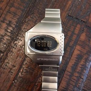 Rare CASIO ME100 1672 Digital META Psychedelia screwback