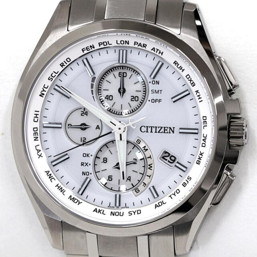 CITIZEN ATTESA Eco Drive AT8040-57A Solar Radio White Dial