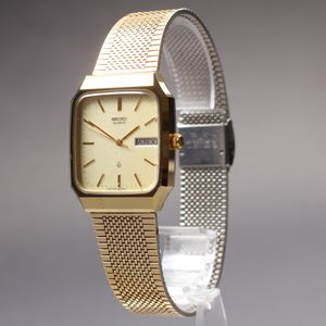Near MINT] 1982 Vintage Seiko SEAGULL 5933-5080 Gold Quartz Mens