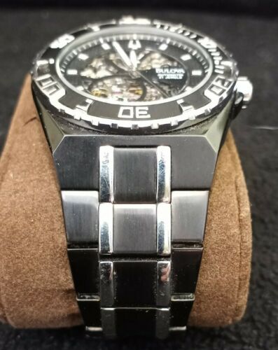 Bulova Automatic 21 Jewel Skeleton Black Watch Stainless Steel Model C977614 WatchCharts Marketplace