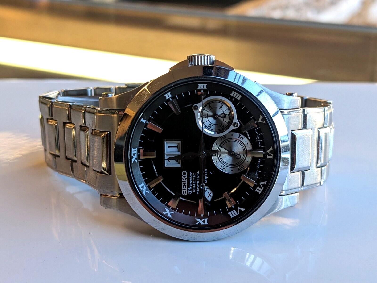 Seiko Premier Kinetic Perpetual Calendar Leap Year Wrist Watch