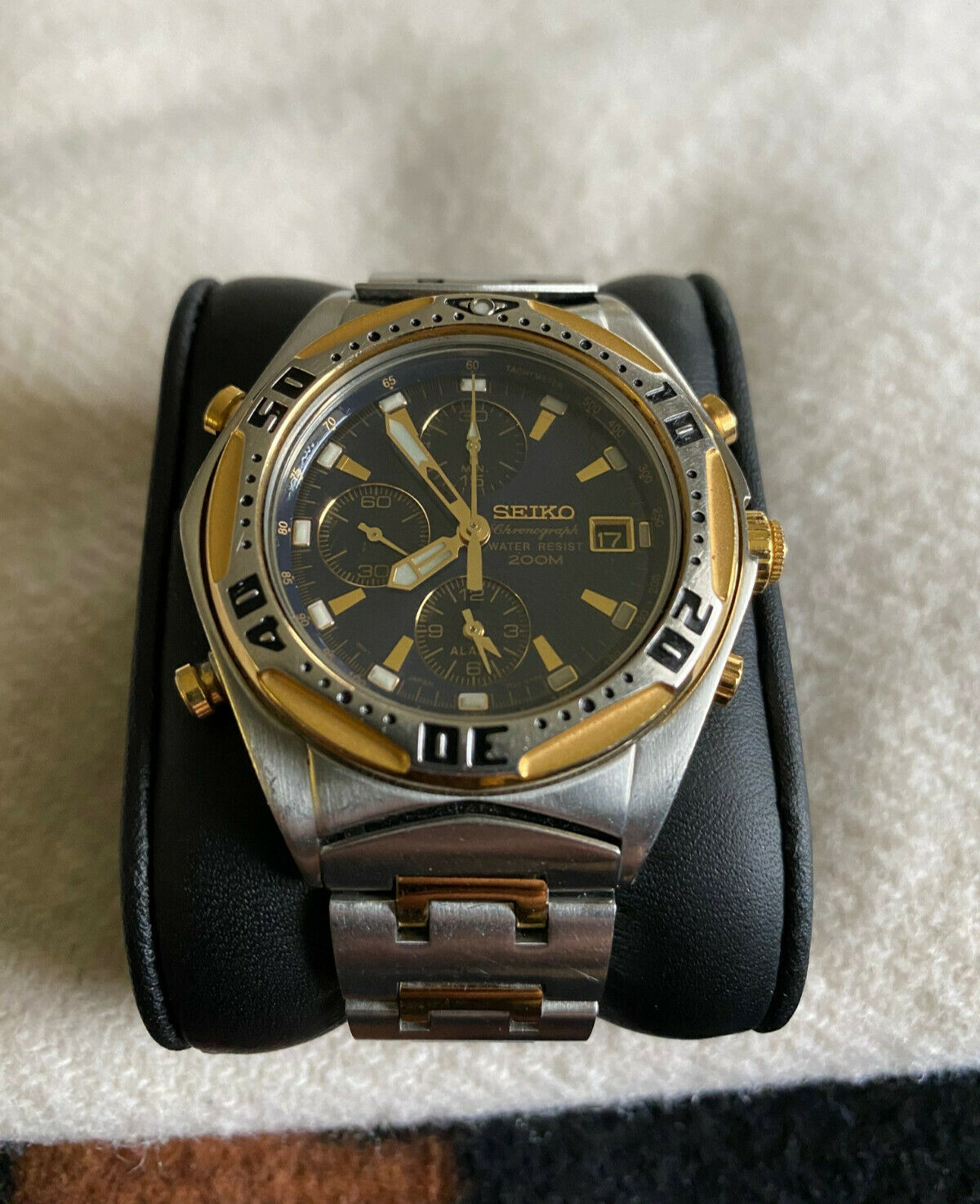 RARE Vintage Seiko 7T32 6L90 Chronograph Water Resistant