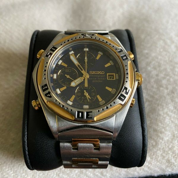 RARE Vintage Seiko 7T32 6L90 Chronograph Water Resistant