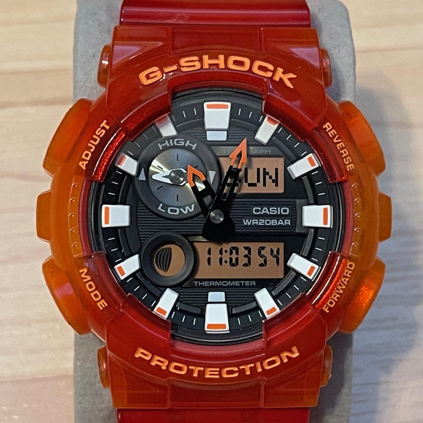 WTS Casio G Shock GAX 100MSA 4A Hawaii Collection Analog Digital Tide Graph Orange Black Watch GAX 100 WatchCharts