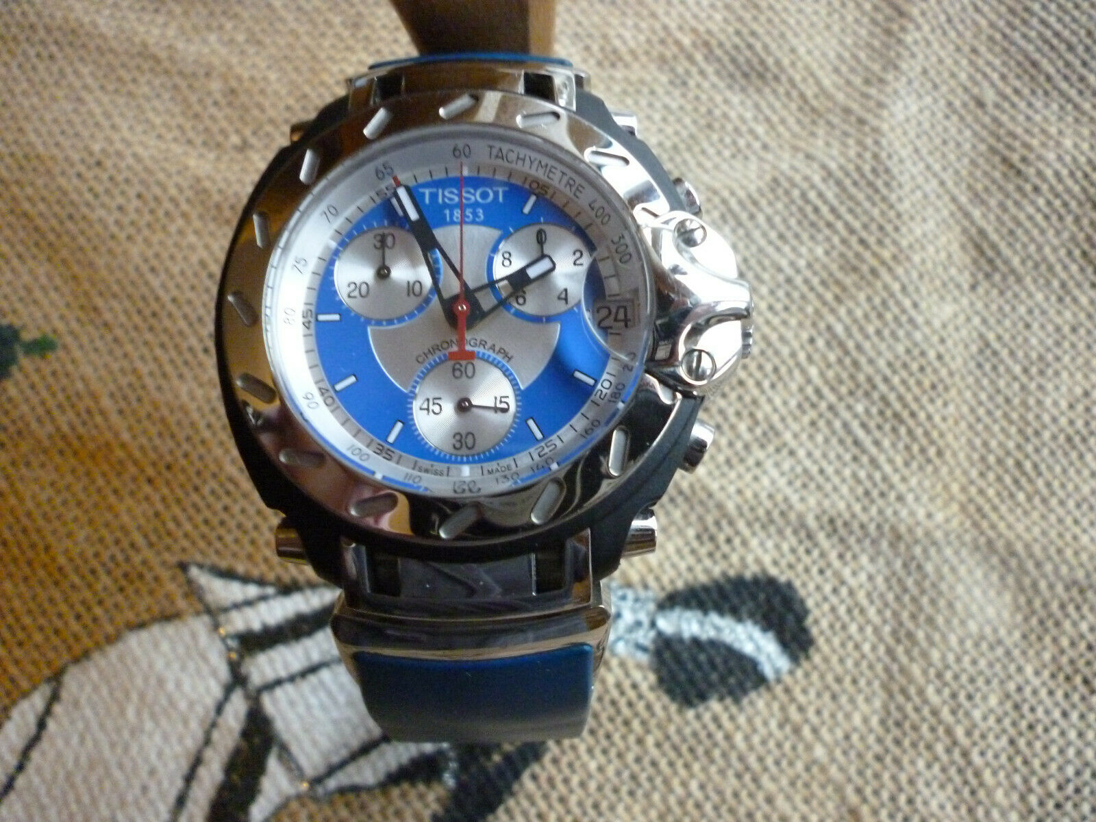 時計 Tissot T-Race T472 Blue Dial Chronograph A RARE USED BLUE FACED TISSOT T-RACE T472 DATE WATCH QUARTZ FULLY
