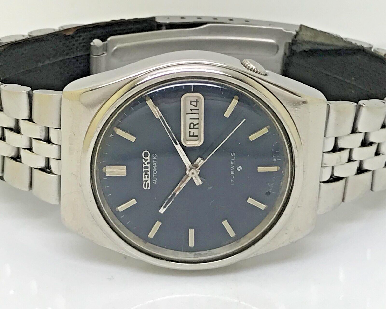 Vintage Seiko 6309-8150 Automatic Day Date Original Dark Blue dial 