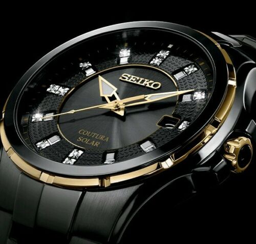 Seiko Coutura Solar Mens Diamond Black 