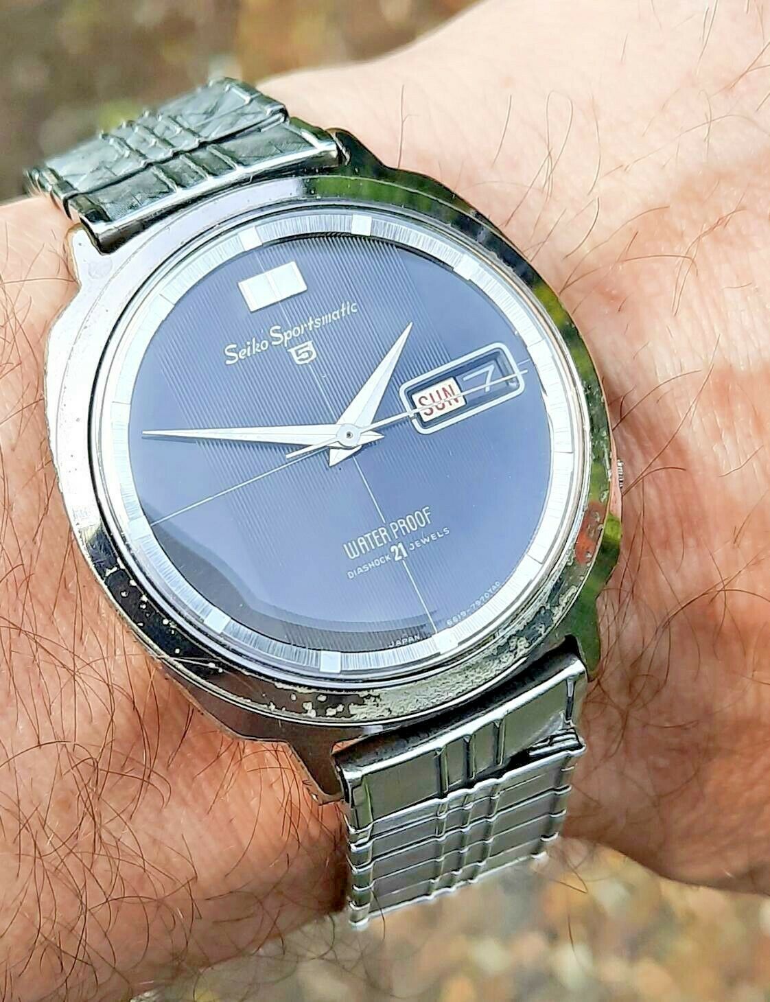 Seiko Sportsmatic 6619-7990 Gunmetal Grey Crosshair Dial Dec 1964 