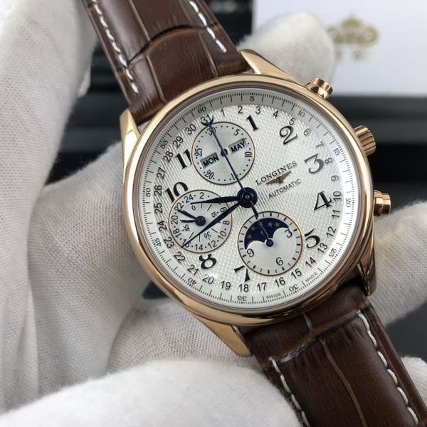 Longines Craftsman Series Moon Phase Timing Function Rose Gold Case Men longines-craftsman-series-moon-phase-timing-function-rose-gold-case-men
