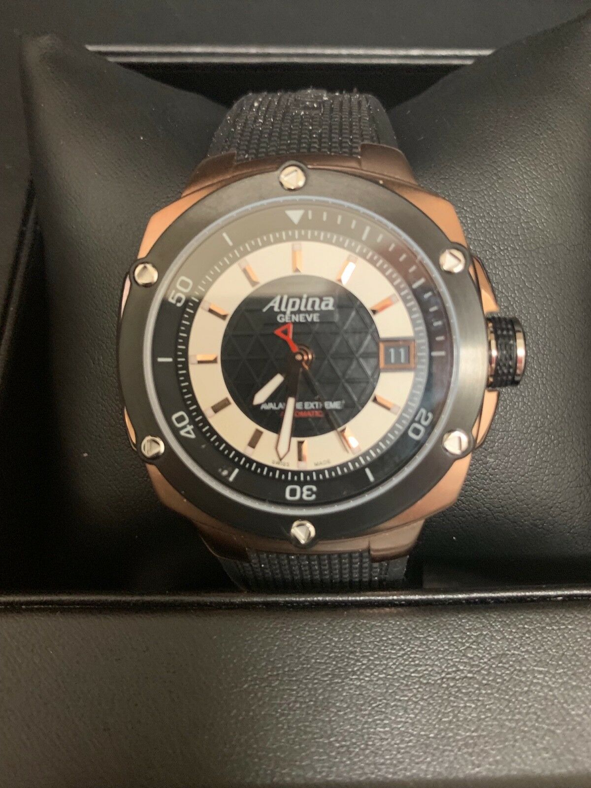 ALPINA Avalanche Extreme Automatic Rose gold ceramic bezel rubber band NIB WatchCharts