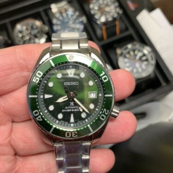 NEW SEIKO PROSPEX SUMO 200M GREEN DIAL STAINLESS STEEL BRACELET SPB103 ...