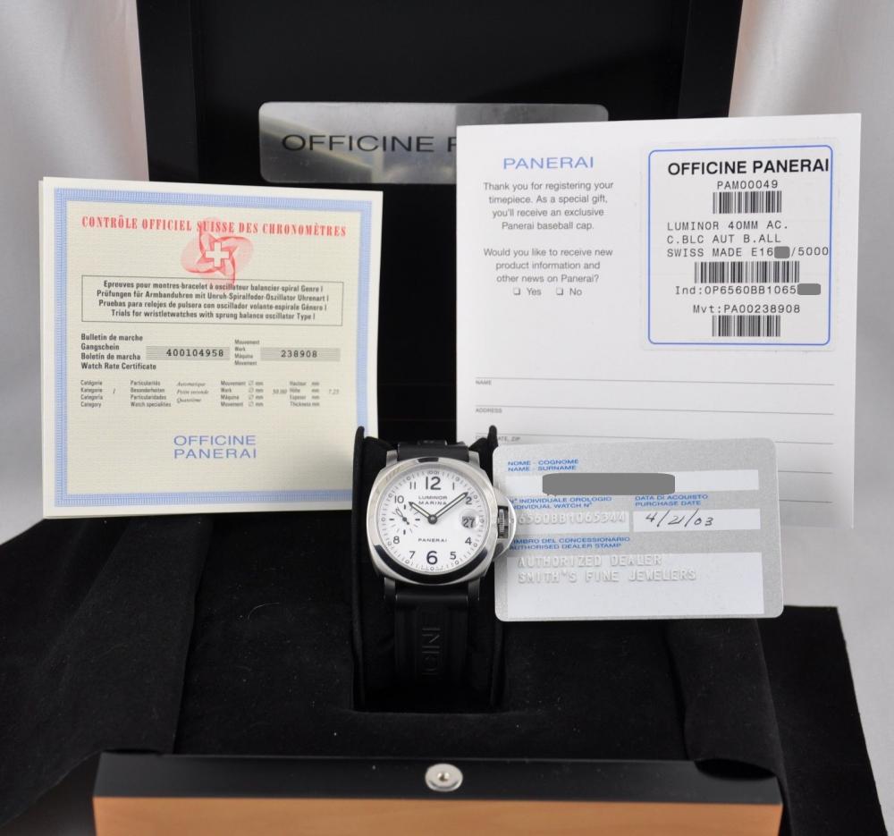 FS Panerai Luminor Marina Pam 49 40mm PAM00049 White Automatic