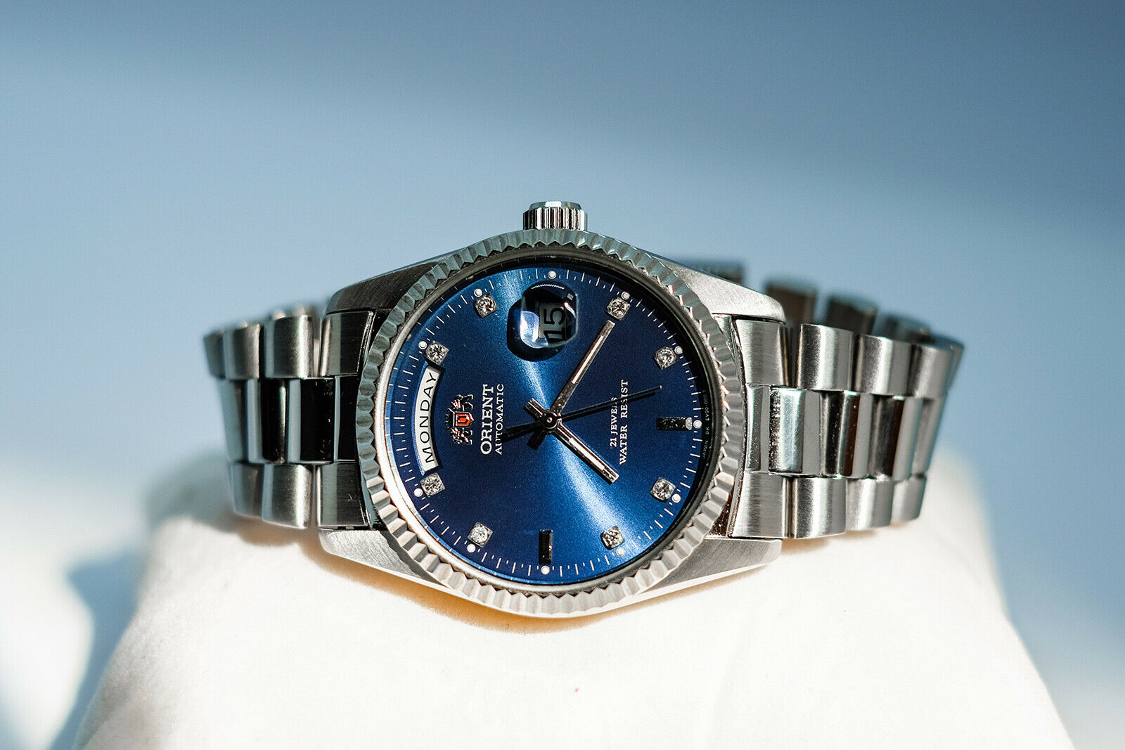 Orient president blue dial best sale