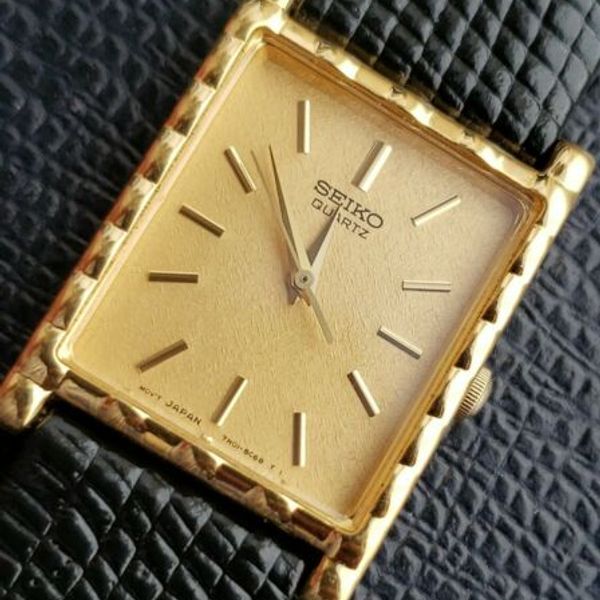 Vintage Seiko Tank Gold Dust Pie Pan Dial & New Lizard Band