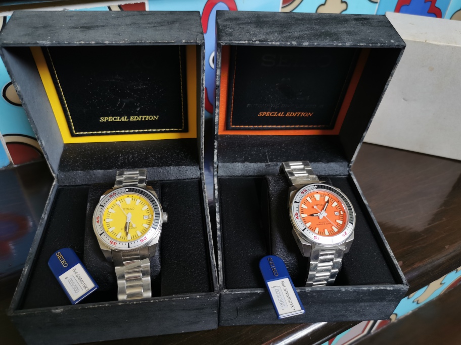 FS : SEIKO SUPER RARE YELLOW AND ORANGE SAMURAI NINJA SNM019K SNM021K  300PCS NOS USD2875 | WatchCharts Marketplace