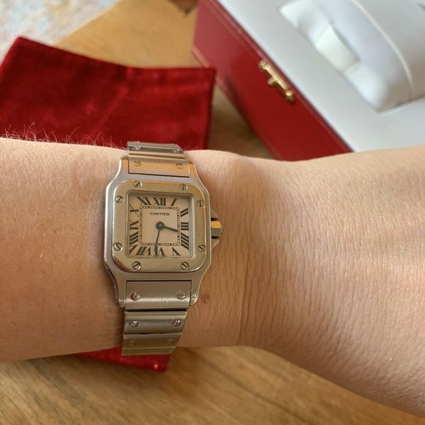 Cartier Santos COWA 0043 Wrist Watch for Women Stainless Steel Pre