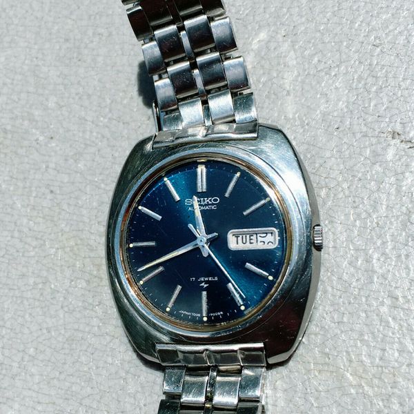 Vintage Seiko 7006-7007 Blue Dial Original Band Automatic Watch 17J Day ...