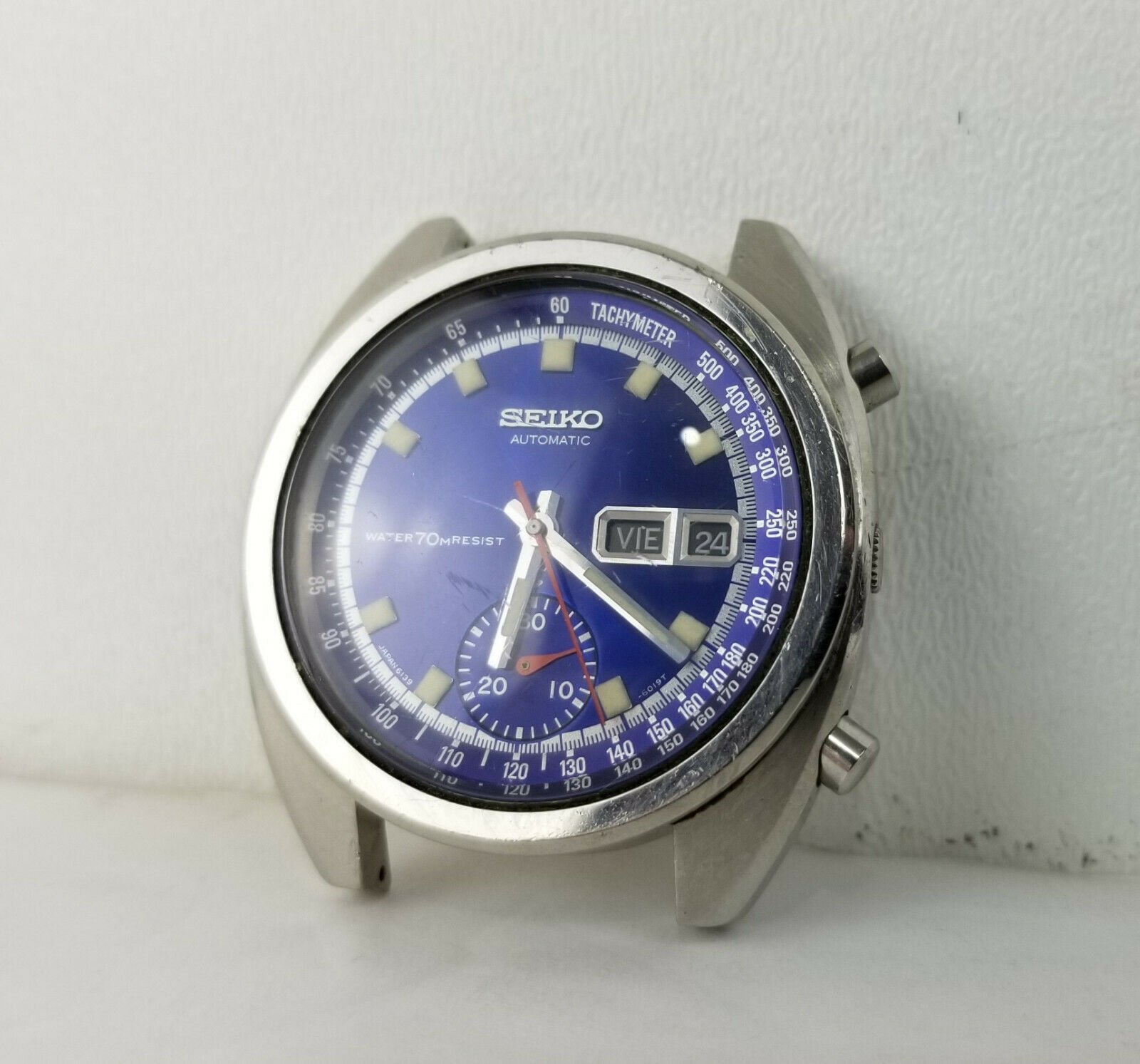Vintage Seiko 6139-6019 Automatic Watch Blue Dial Chronograph  *Parts/Repair* | WatchCharts