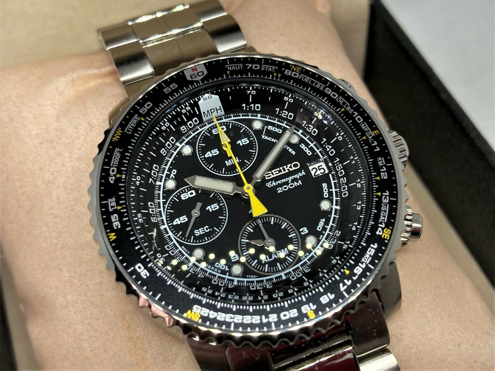 Unused SEIKO Flightmaster Chronograph Men's Wristwatch Watch SNA411 ...