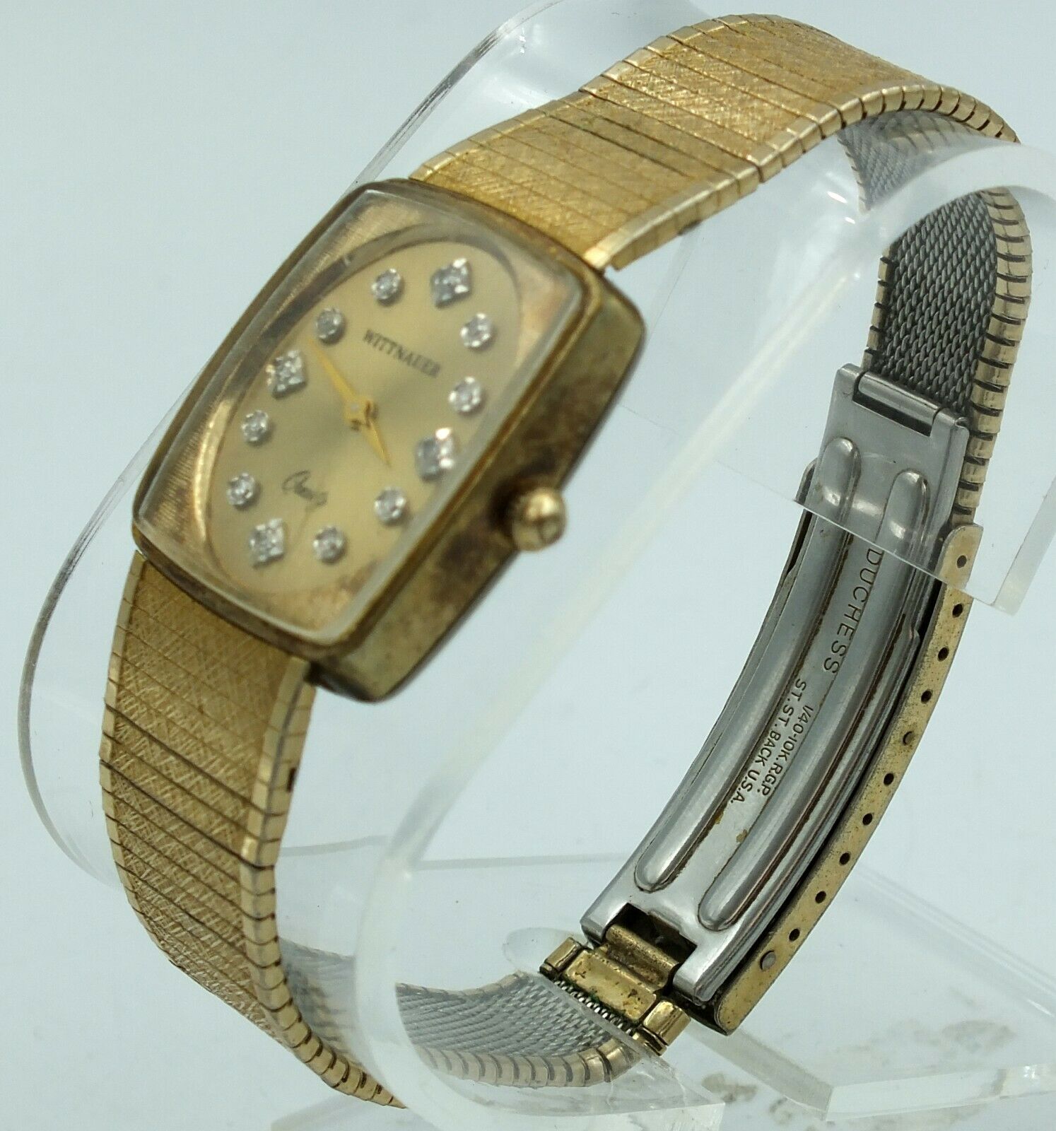 Wittnauer Longines Watch Vintage Diamonds Duchess 10K Gold RGP