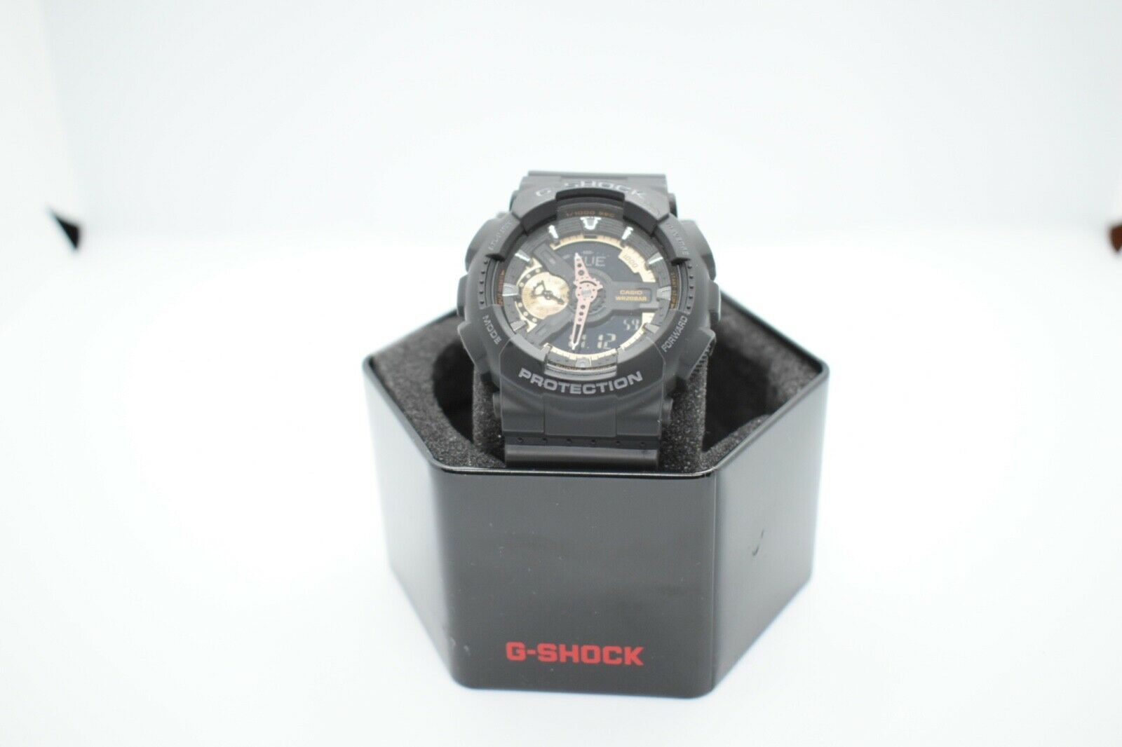 g shock wr20bar black and gold