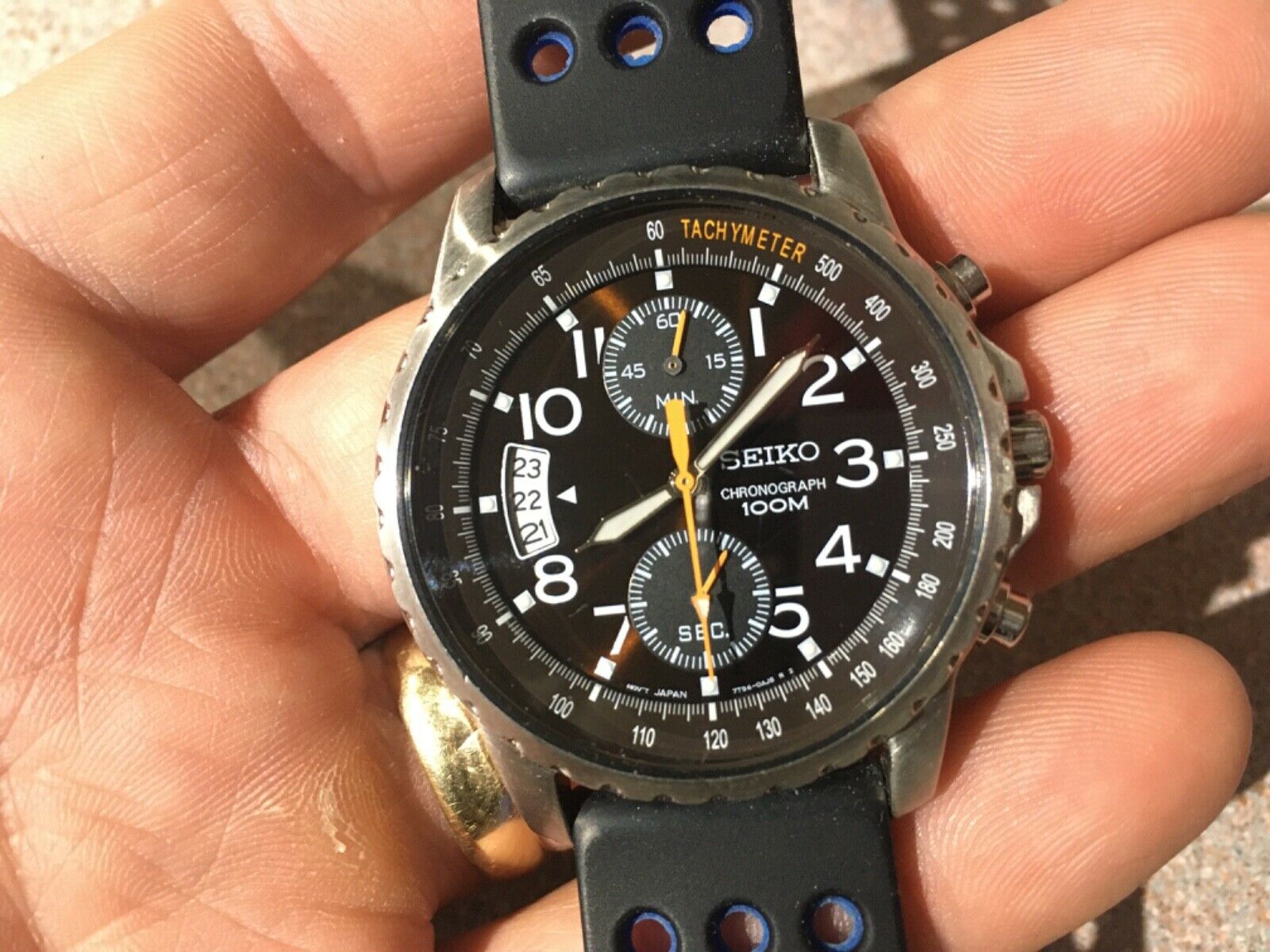 SEIKO CHRONOGRAPH 100M 7T94-OAHO QUARTZ TACHYMETER MENS WATCH