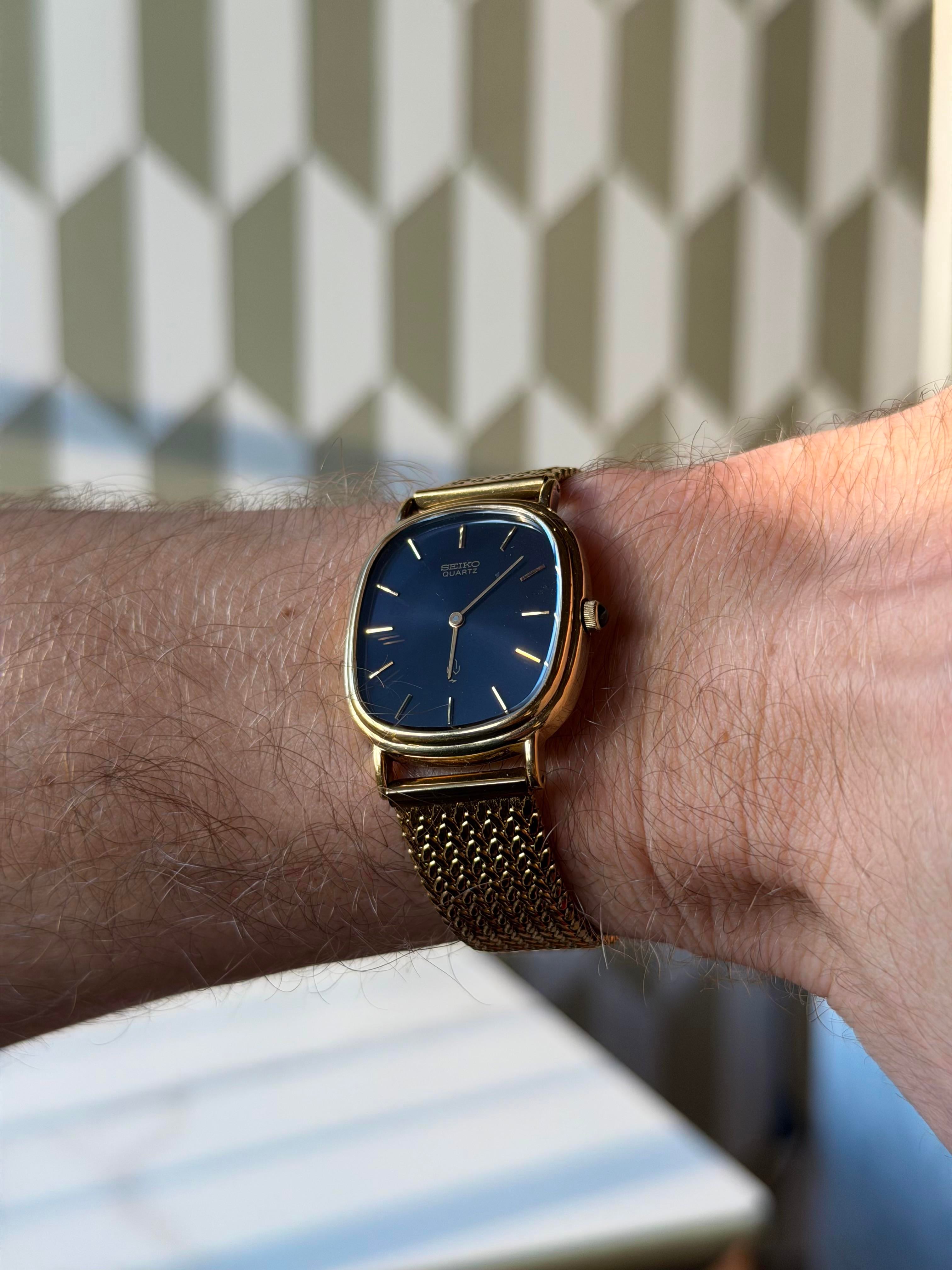 E*s様 SEIKO Chariot 5P31-5190 1987年製 超硬ケー WTS] 1987 Solid Silver Seiko Chariot Navy Blue Sunburst Dial