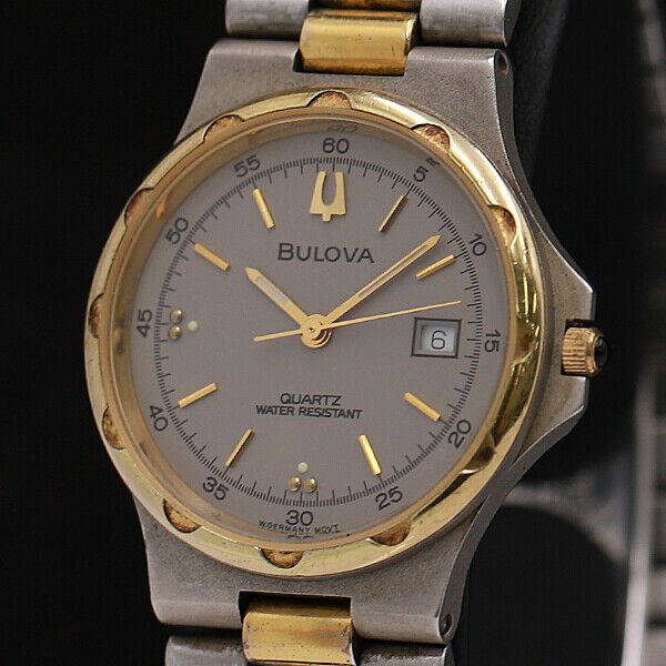 BULOVA Watch 9063-5020 Quartz 18K Gold Plated St.Steel Date T3601 ...