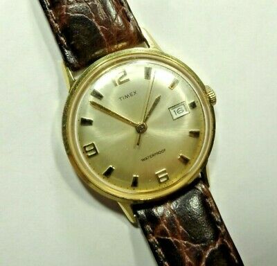 1968 TIMEX MARLIN MENS WRISTWATCH 21242568 RUNNING WINDUP CROCO