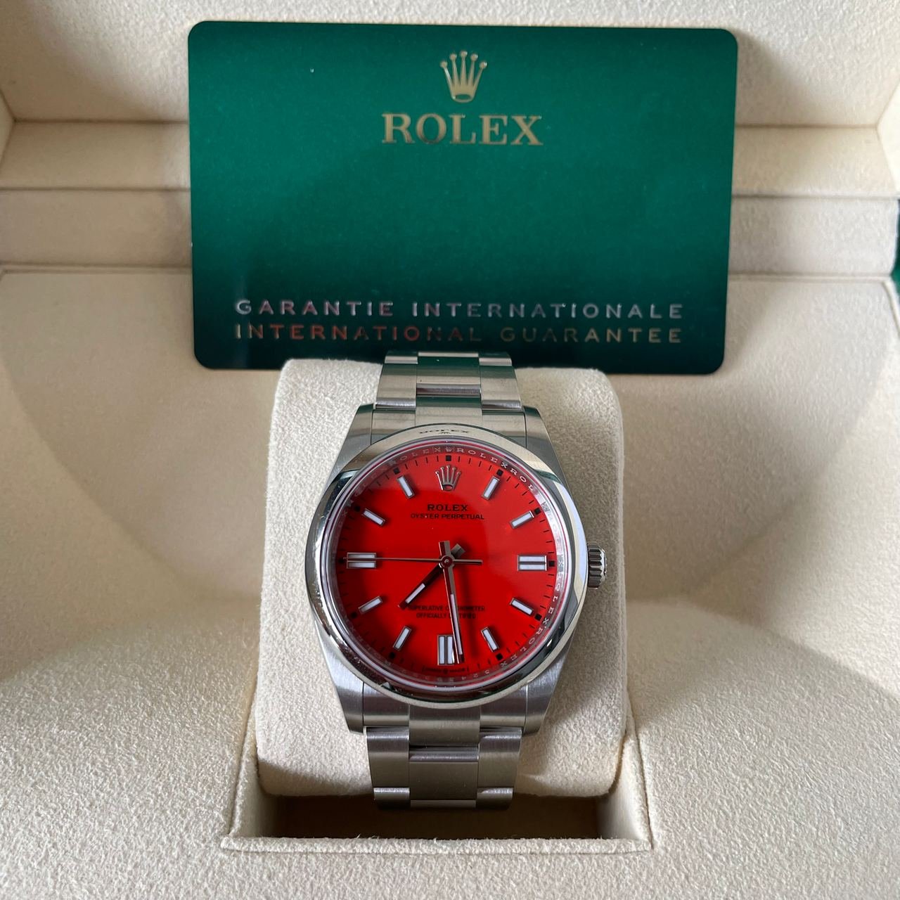 10 650 USD WTS BNIB Rolex 31mm Coral Red Oyster Perpetual 277200