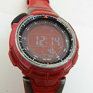 Casio Red Protrek PRG-110 CJ Solar Triple Sensor Watch Alti Casio Red Protrek PRG-110 CJ Solar Triple Sensor Watch Alti