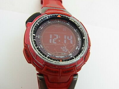 Casio Red Protrek PRG-110 CJ Solar Triple Sensor Watch Alti Baro