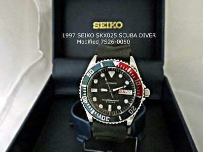 1997 SEIKO SKX025 SCUBA DIVER's Black Dial 21J Automatic 7S26-0050